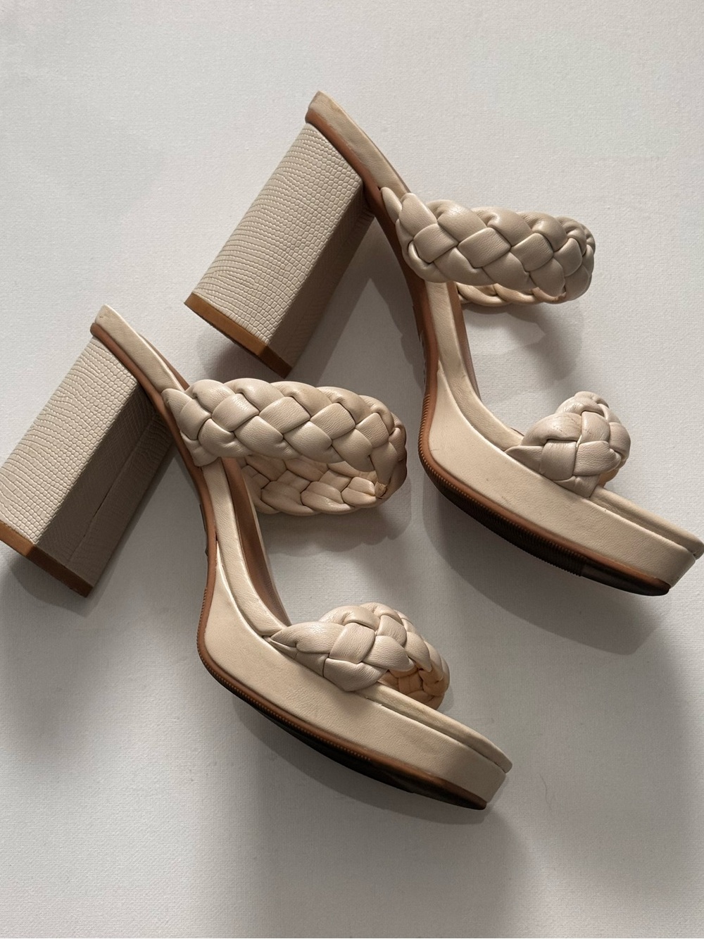 A New Day Cream Braided Platform Block Heel Sandals